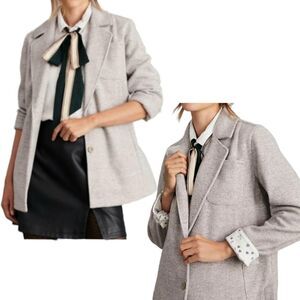 Anthropologie Pilcro Blazer Jacket Womens Large Brown Button Pinstripe Academy